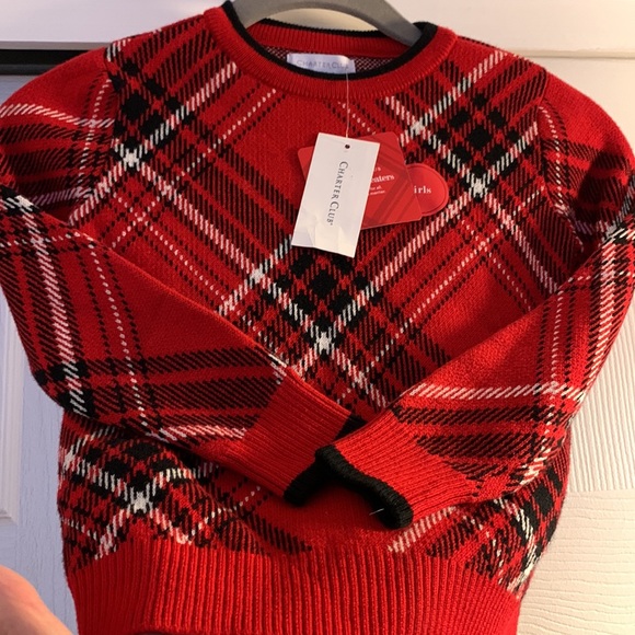 Brand new adorable Charter Club red/black plaid sweater!! - Picture 2 of 7